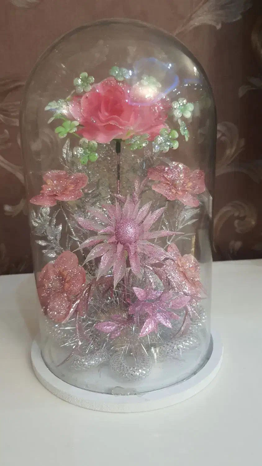 گلدان شیشه ای با گلهای مصنوعی|گل مصنوعی|تبریز, |دیوار