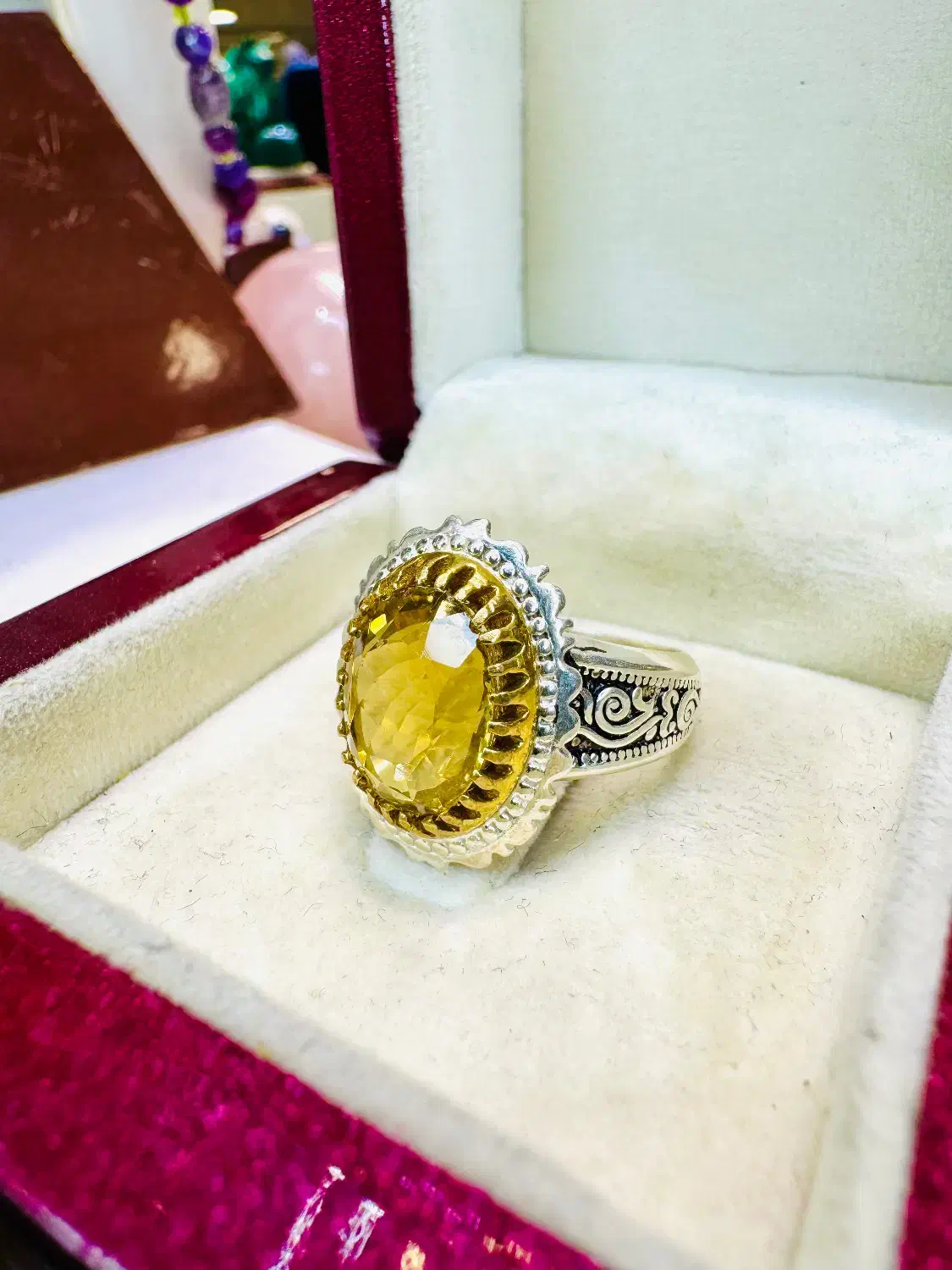 انگشتر فوق لوکس سنگ سیترین کوارتز معدنی اصل برزیلی|بدلیجات|تبریز, |دیوار