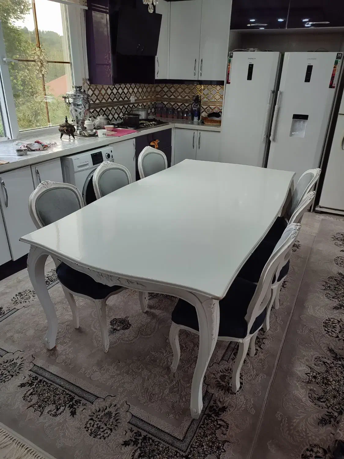 میز ناهار خوری سفید|میز و صندلی غذاخوری|اطاقور, |دیوار