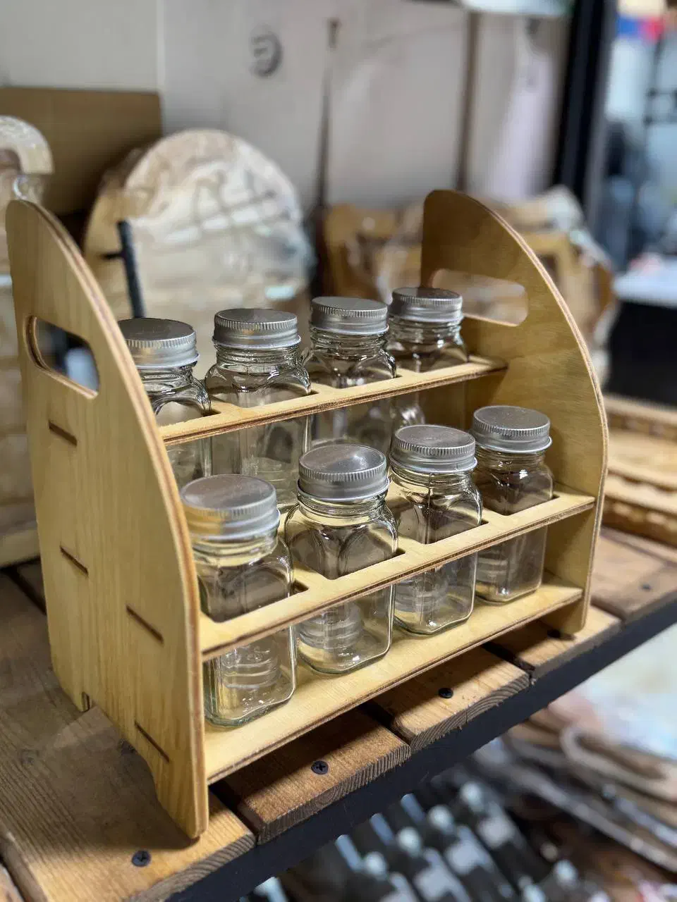 جا ادویه چوبی با استند(گالری کوروش)|آبچکان و نظمدهنده ظروف|بیرجند, |دیوار