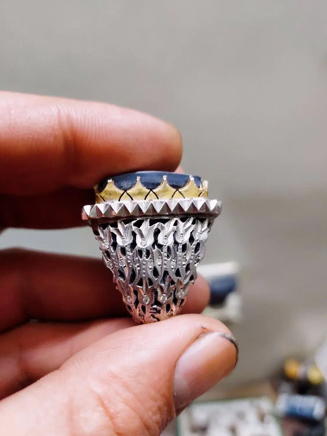 انگشتر شجر الماس در زعاشورا و عقیق و فیروزه کهنه|جواهرات|اصفهان, پوریای ولی|دیوار