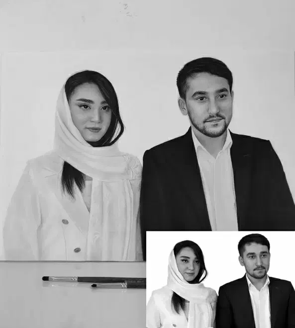 طراحی چهره سیاه‌قلم|تابلو، نقاشی، عکس|مرند, |دیوار