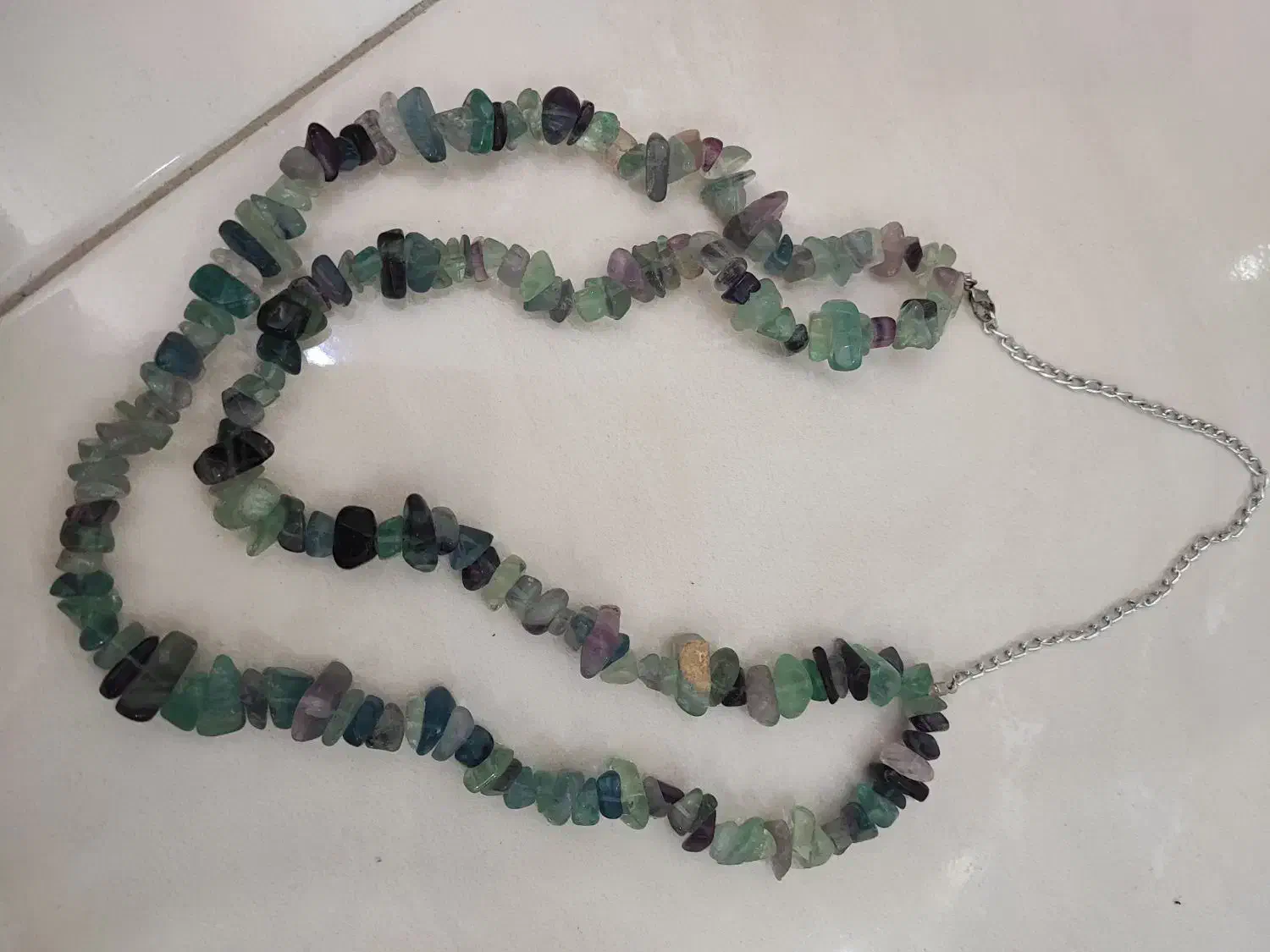 گردن بند فلوریت سنگ (هوش ) طبیعی و یک انگشتر|بدلیجات|رشت, گیل|دیوار