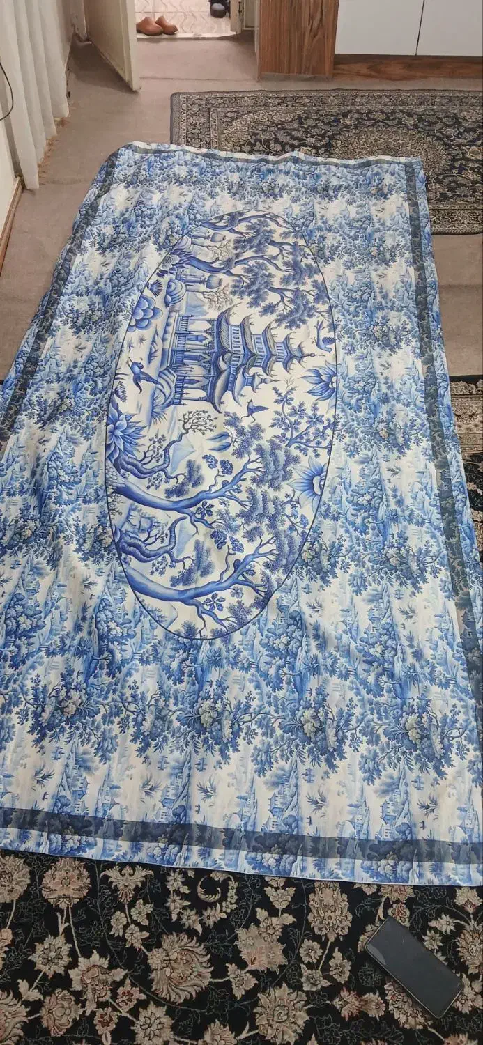 رو میزی پارچه ای یا سفره قلم آبی|سفره، حوله، دستمال آشپزخانه|تهران, اتابک|دیوار