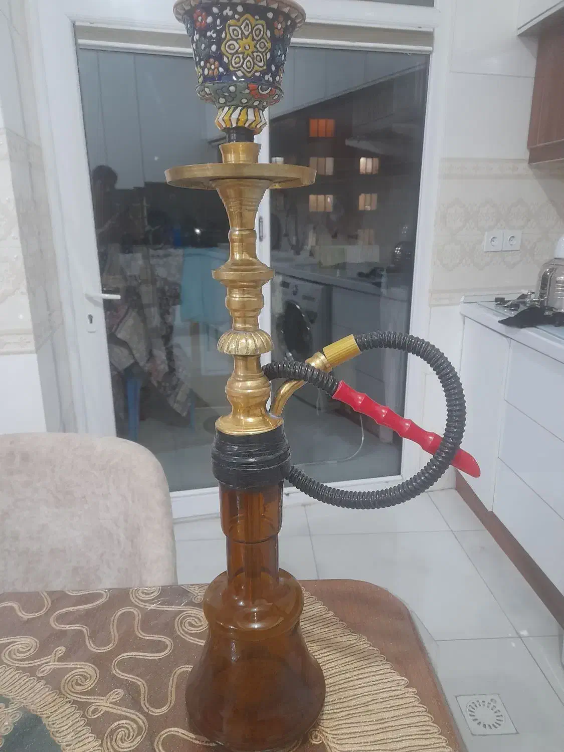 قلیان برنجی قدیمی کلکسیونی|کلکسیون اشیاء عتیقه|ایلام, |دیوار