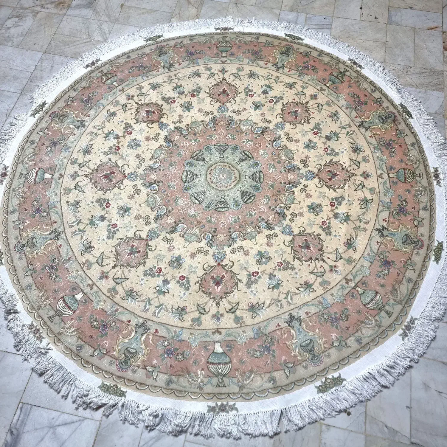 فرش دستباف دایره ۲×۲ گلابریشم نو|فرش|تهران, ونک|دیوار