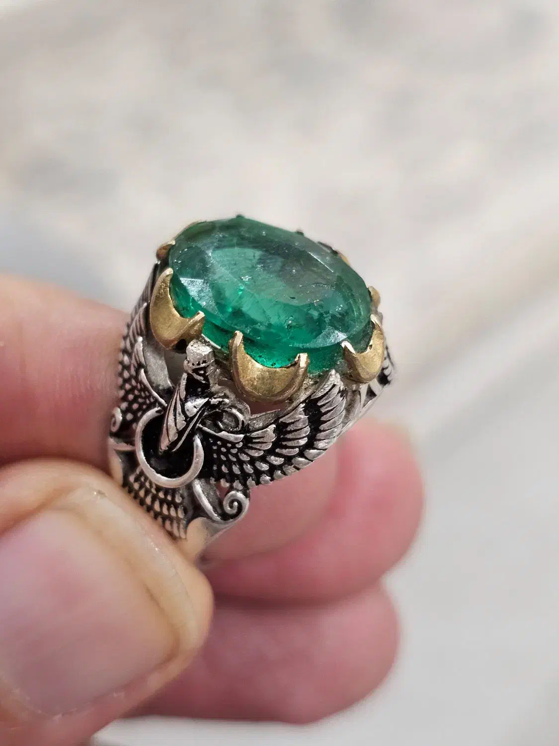 انگشتر نقره 925 زمرد برزیلی|جواهرات|اندیشه, اندیشه فاز ۳|دیوار