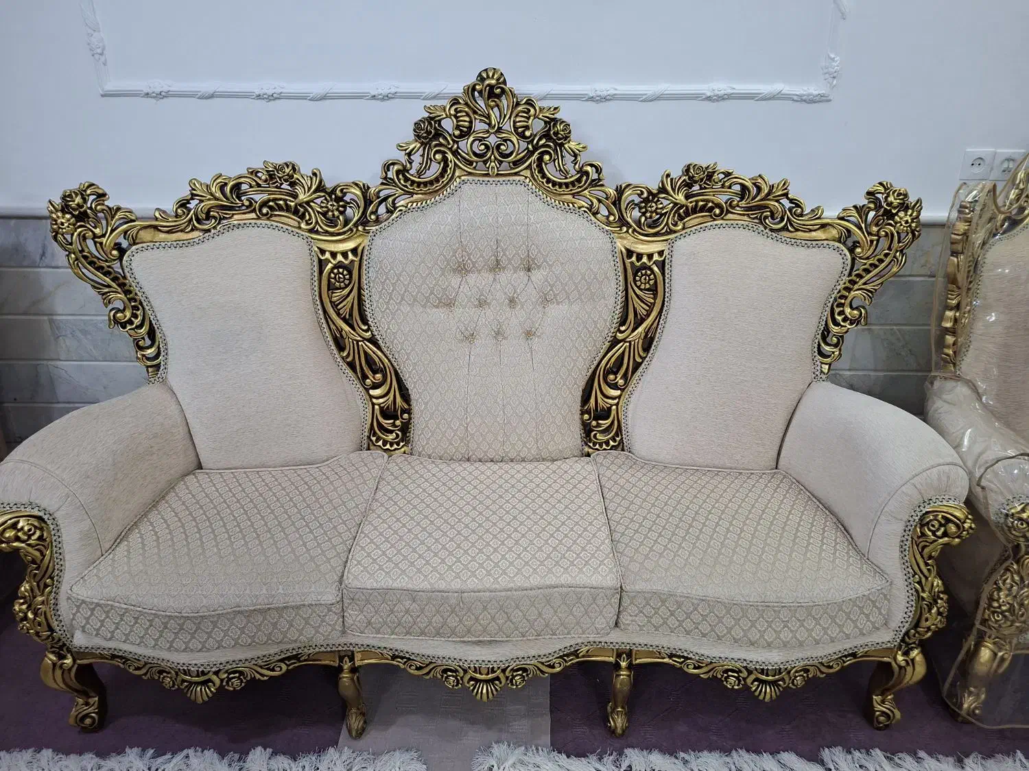 مبل سلطنتی ۹ نفره تمام چوب باکاور (نومناسب جهاز)|مبلمان خانگی و میز عسلی|قم, سالاریه|دیوار