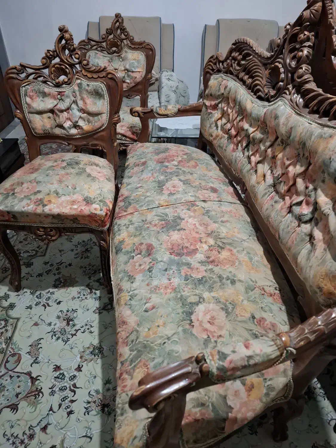 مبل ۸ نفره چوبی|مبلمان خانگی و میز عسلی|شهریار, شهرک شاهد|دیوار