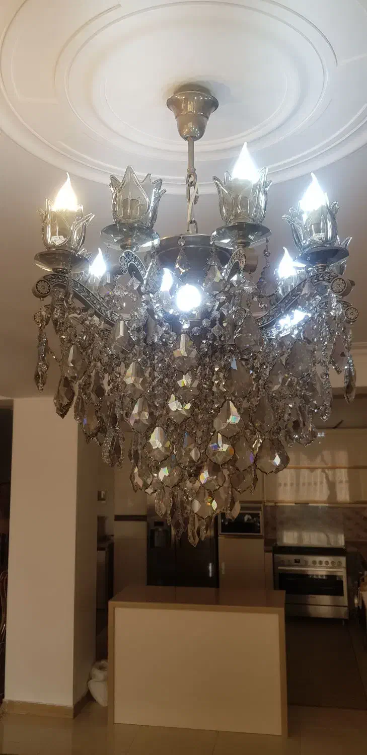 لوستر برنز و کریستال اتریشی قدیمی آنتیک ۷۰ سانتی|لوستر و چراغ آویز|تهران, اکباتان|دیوار