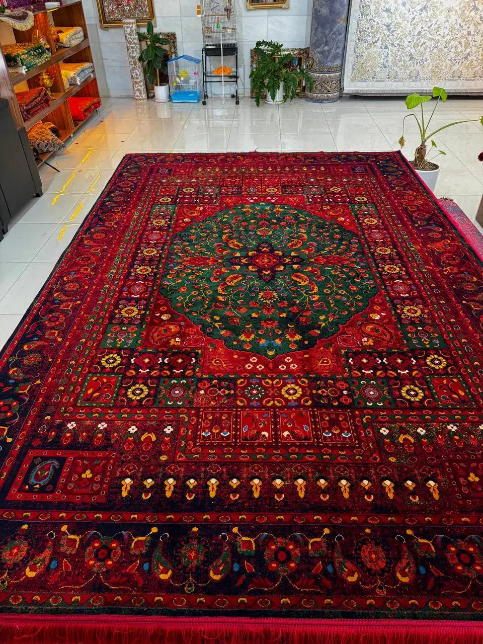 فرش۷۰۰شانه۲۵۵۰تراکم لاکی قجری قرمز ضخیم|فرش|خرمآباد, |دیوار