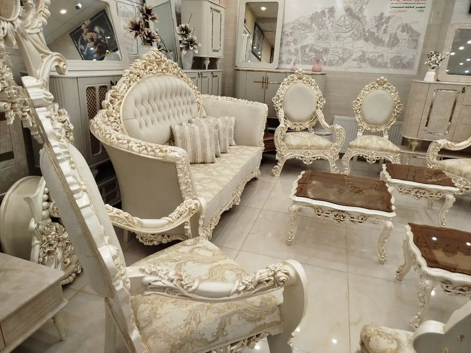 مبل کلاسیک سلطنتی ابزاری فلورانس ۹نفره نهارخوری ۸|مبلمان خانگی و میز عسلی|شیراز, دوکوهک|دیوار