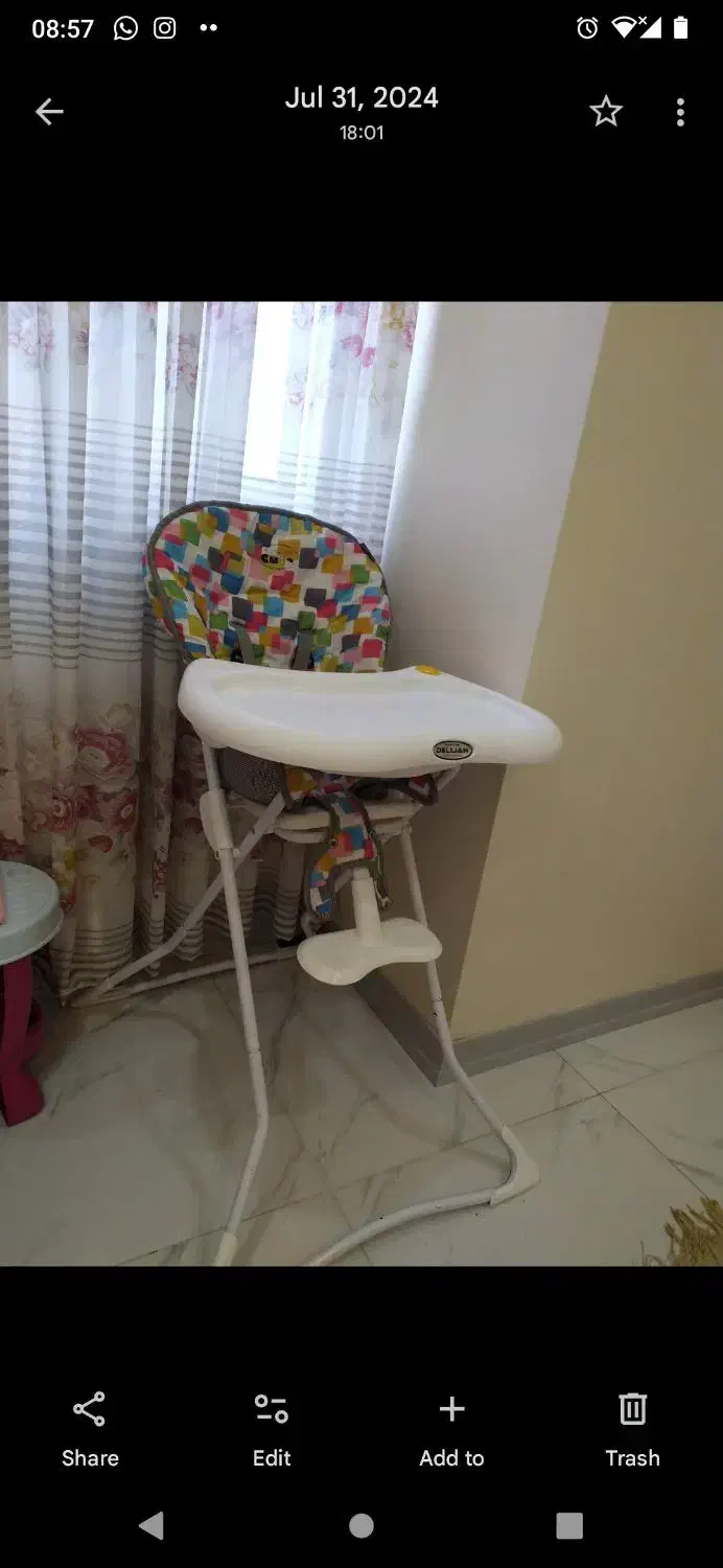 صندلی غذای کودک دلیجان|تخت و صندلی بچه|شهریار, شهرک شاهد|دیوار