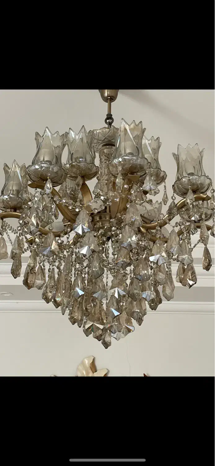 لوستر ۱۲ شاخه برنز رنگ شامپاینی|لوستر و چراغ آویز|تهران, جنتآباد مرکزی|دیوار