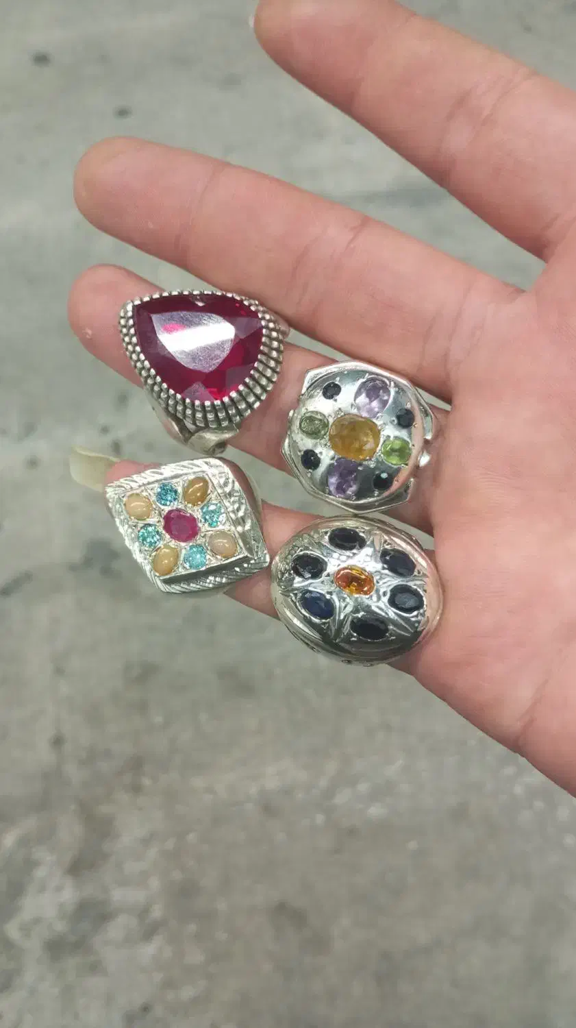 چهار عدد انگشتر نقره جواهری اوپال موزنایت یاقوت|جواهرات|اصفهان, فردوان|دیوار
