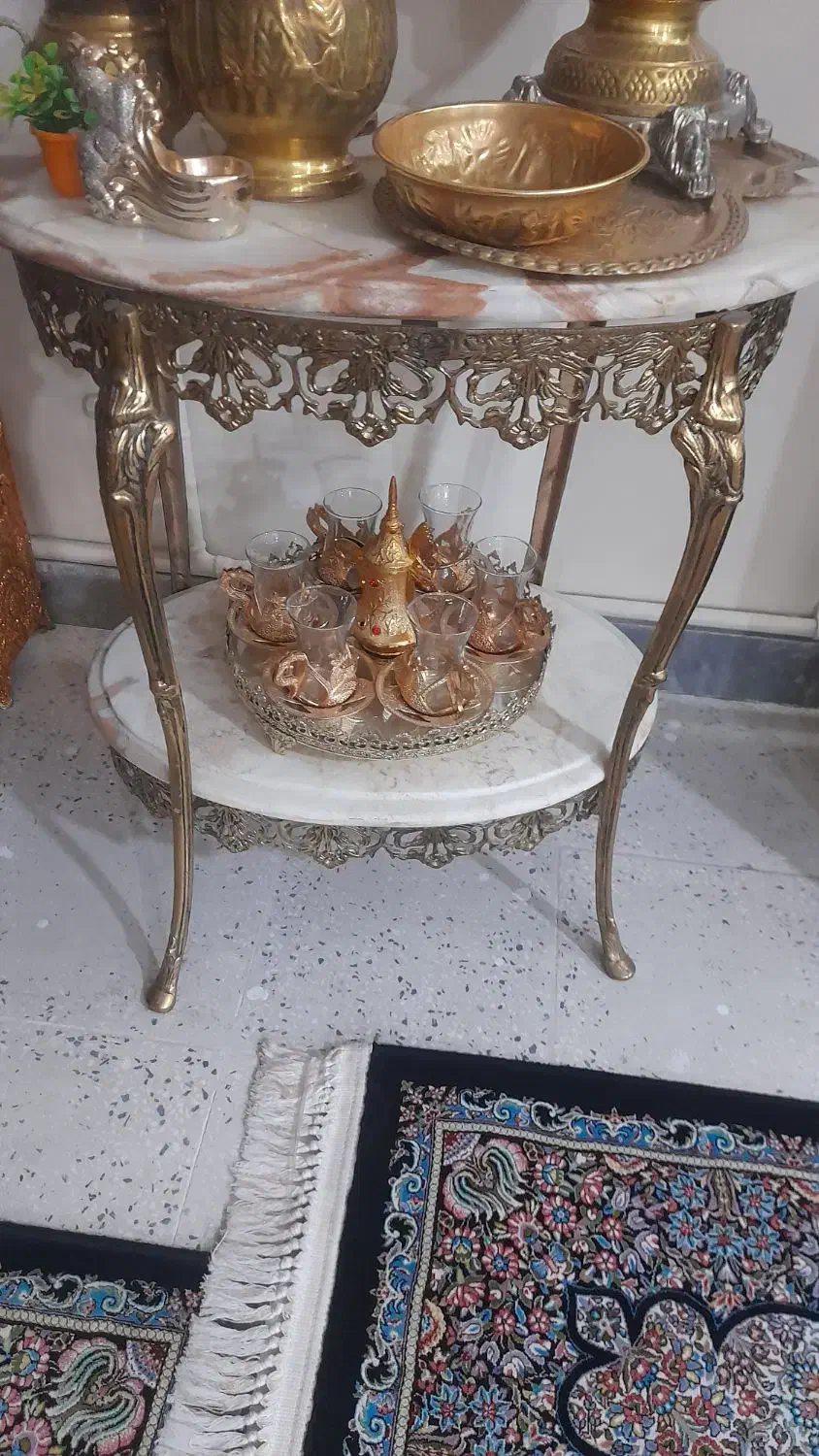 میز سماور برنز با سنگ های مرمر|بوفه، ویترین، کنسول|قرچک, میرزائی شمالی|دیوار