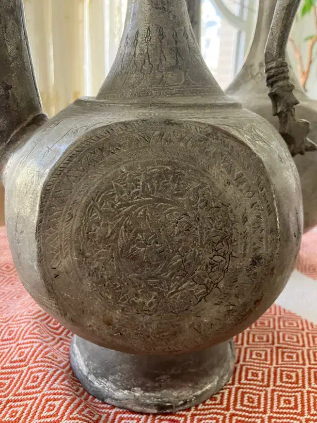 دو عدد آفتابه مسی قلمکار قدیمی|کلکسیون اشیاء عتیقه|تهران, فردوسی|دیوار