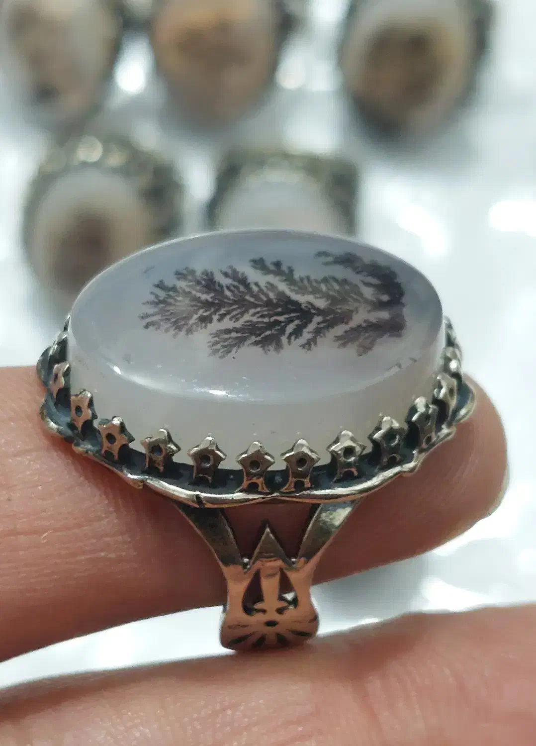 انگشتر عقیق شجر نقره روس|جواهرات|مشهد, تلگرد|دیوار