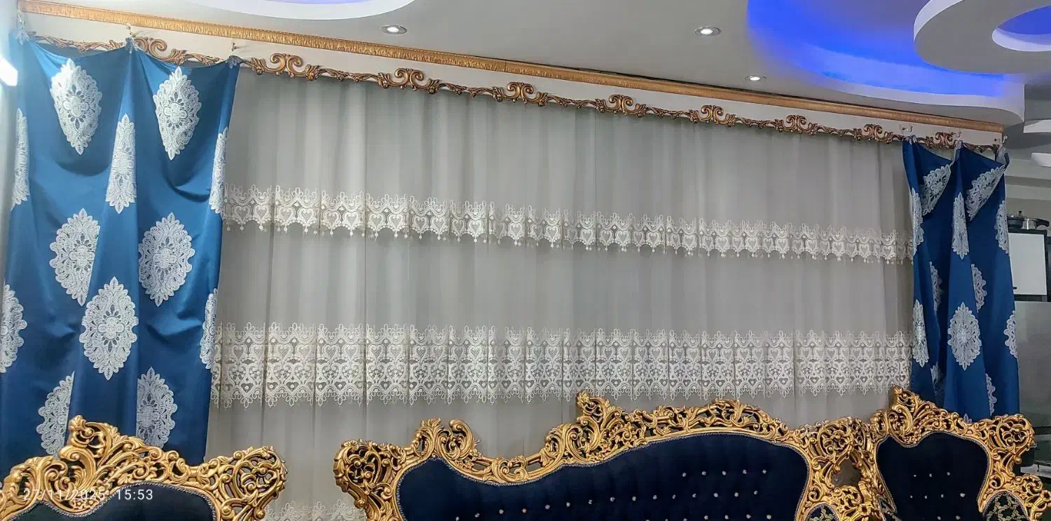 پرده پذیرایی با دوتا کناری|پرده، رانر، رومیزی|قم, شاه سید علی|دیوار