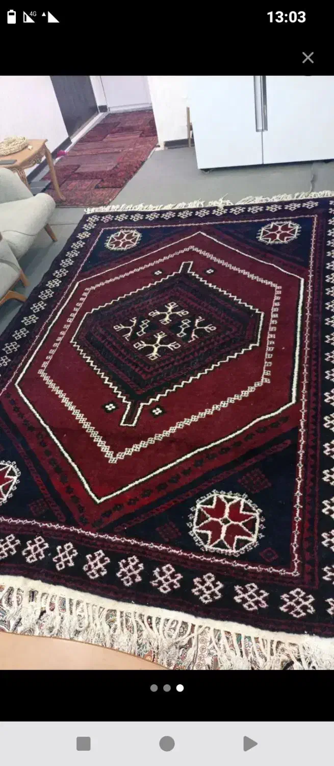 قالی خورجین تیور تبره وریس دستباف قدیمی|فرش|لردگان, |دیوار