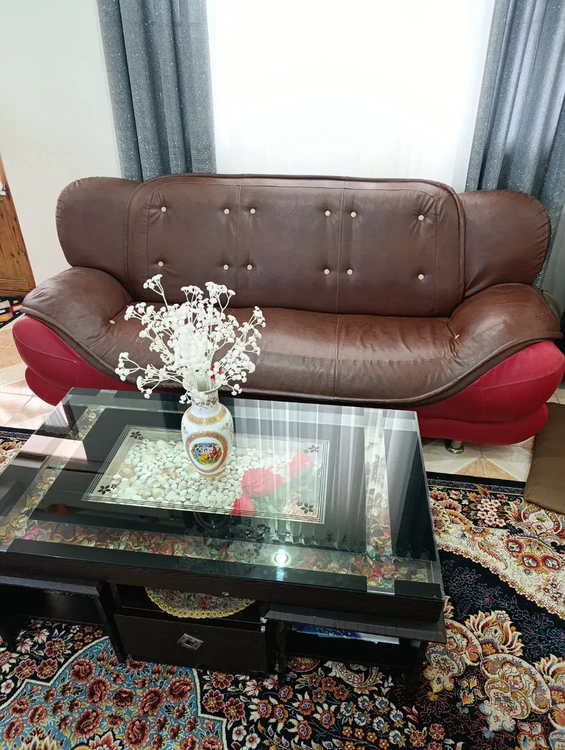 مبلمان چرم 7 نفره|مبلمان خانگی و میز عسلی|کومله, |دیوار