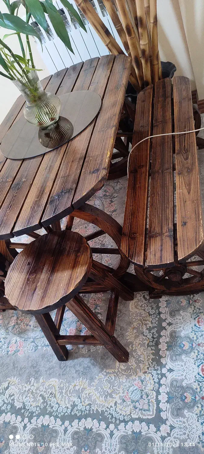 میز نهار خوری چوبی|میز و صندلی غذاخوری|شیراز, شهرک جماران|دیوار