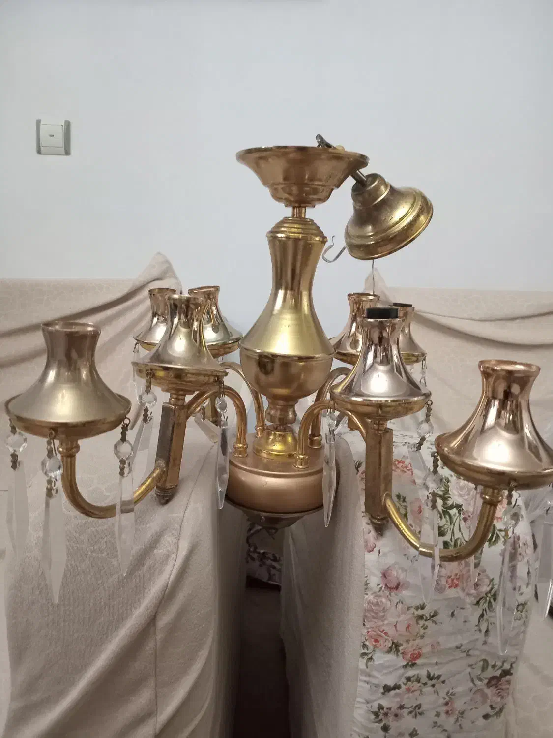 لوستر دو عددابکاری وکریستالی|لوستر و چراغ آویز|سهند, |دیوار