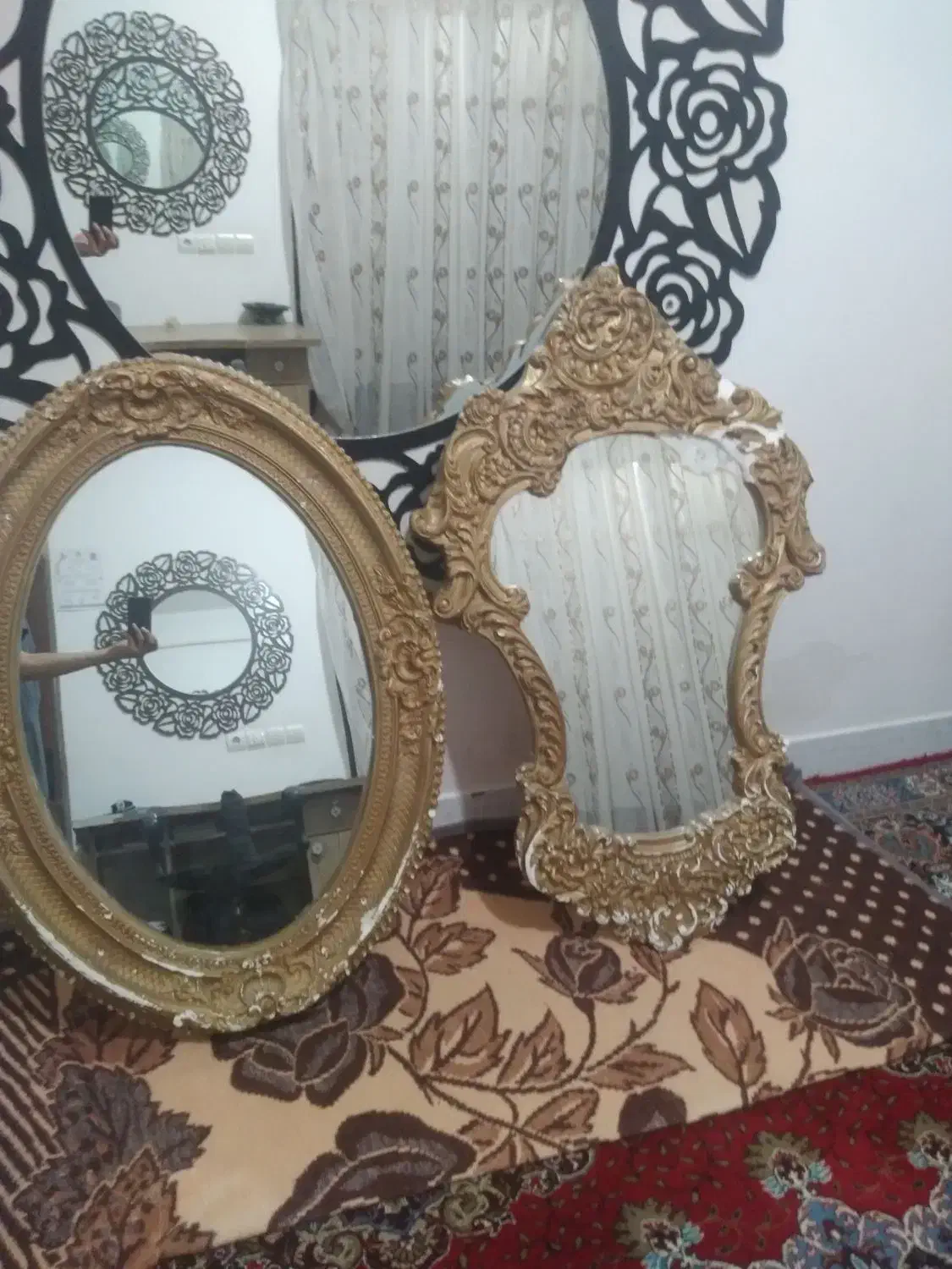 ۶عدد اینه ۲ عدد طرح گول و۴عدد اینه گچی|آینه|مراغه, |دیوار