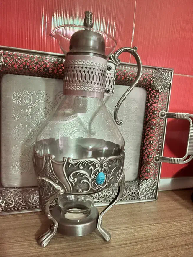 سینی پذیرایی به همراه قوری وارمر دار|ظروف سرو و پذیرایی|گنبد کاووس, |دیوار