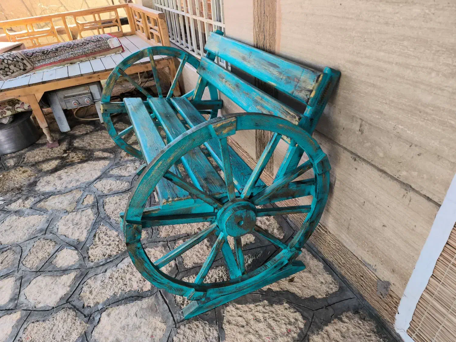 نیمکت چوبی فانتزی|صندلی و نیمکت|گلمکان, |دیوار