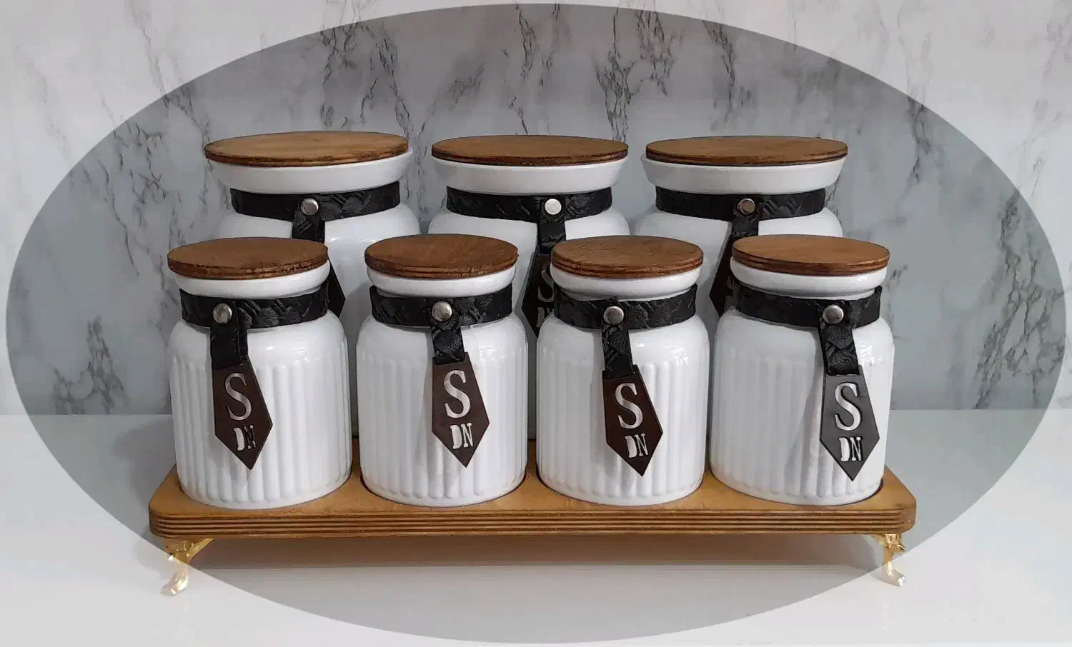 پاسماوری ۸پارچه بلور و چوب|ظروف نگهدارنده، پلاستیکی، یک‌بارمصرف|بن, |دیوار