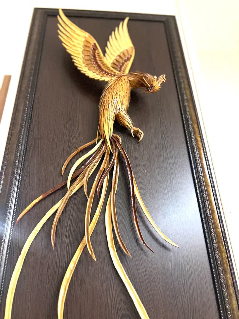 تابلوی منبت معرق سیمرغ سه بعدی دست ساز|تابلو، نقاشی، عکس|شهرکرد, |دیوار