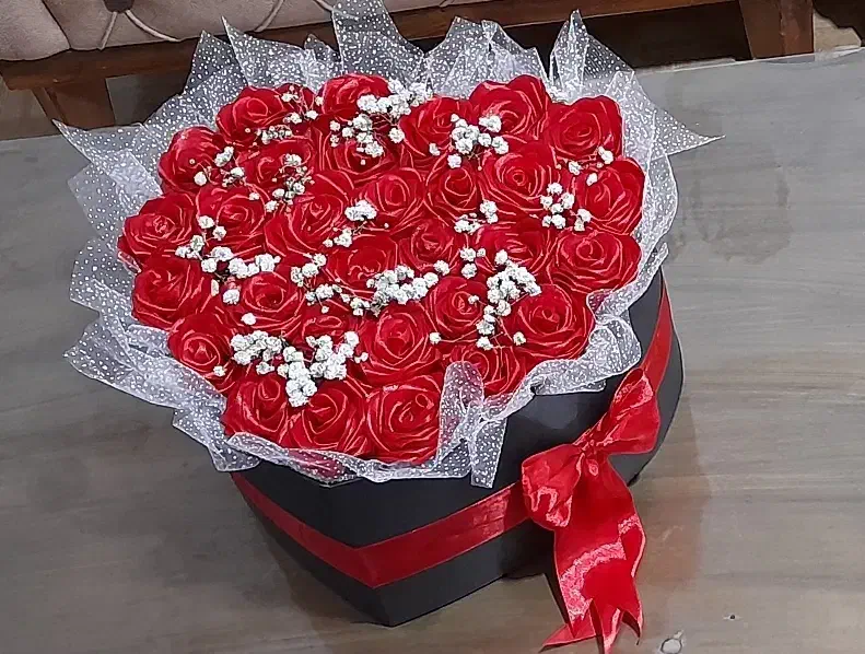 باکس قلب گل ربانی قرمز|گل مصنوعی|مهاباد (آذربایجان غربی), |دیوار