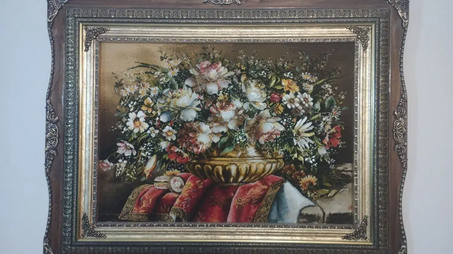 تابلو فرش دستبافت طرح گل|تابلو فرش|همدان, |دیوار