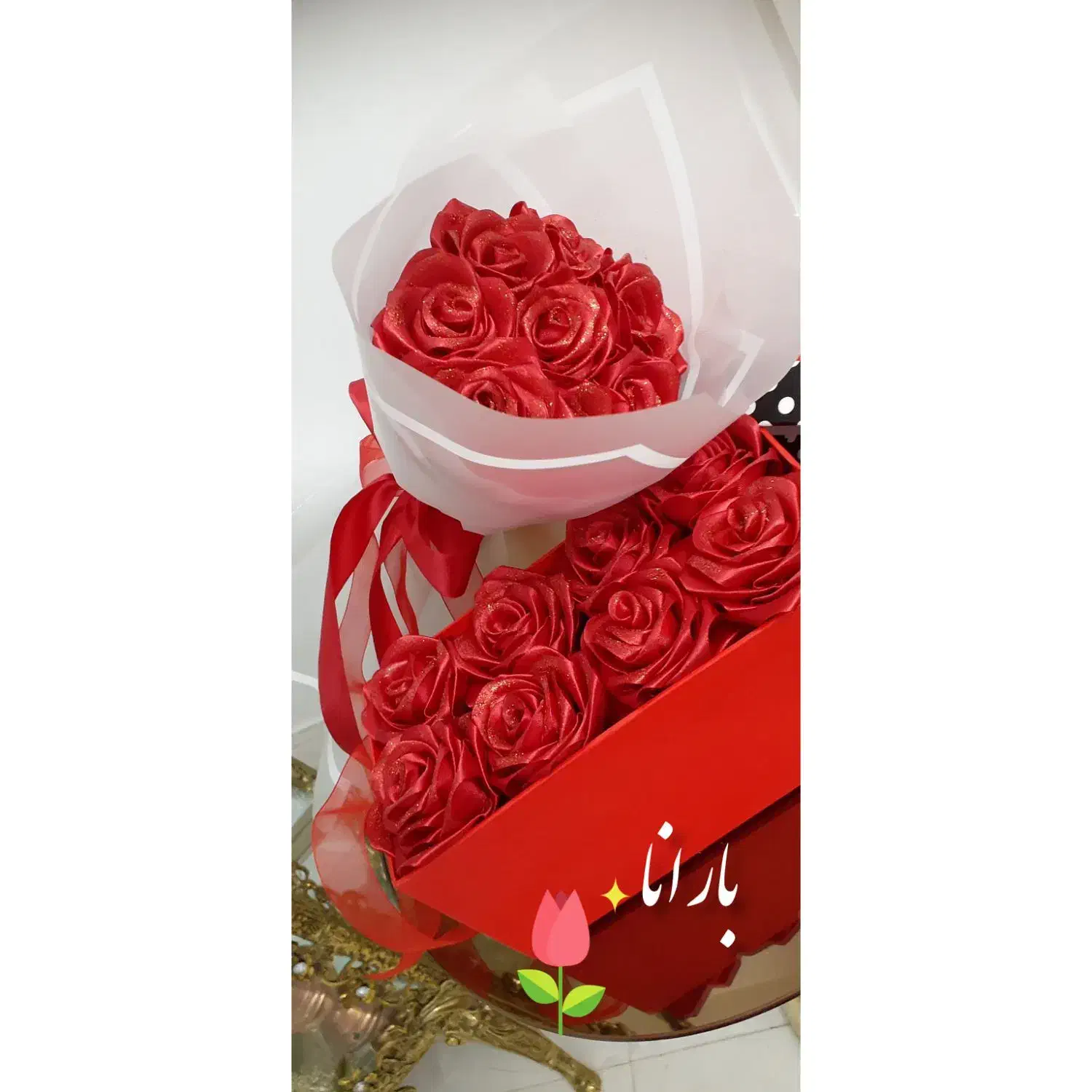 گل های جاودان روبانی|گل مصنوعی|هشتگرد, شهرک بعثت|دیوار