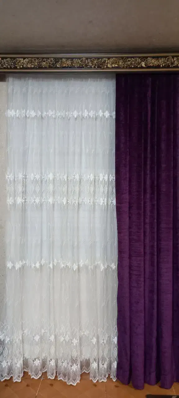 ۳عدد پرده با کتیبه و میله پرده|پرده، رانر، رومیزی|رشت, حومه رشت|دیوار