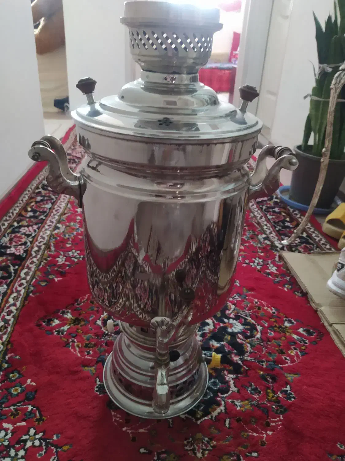 سماور گازی مجلسی تمام برنز سفید سنگین وزن|سماور، چای‌ساز، قهوه‌ساز|سهند, |دیوار