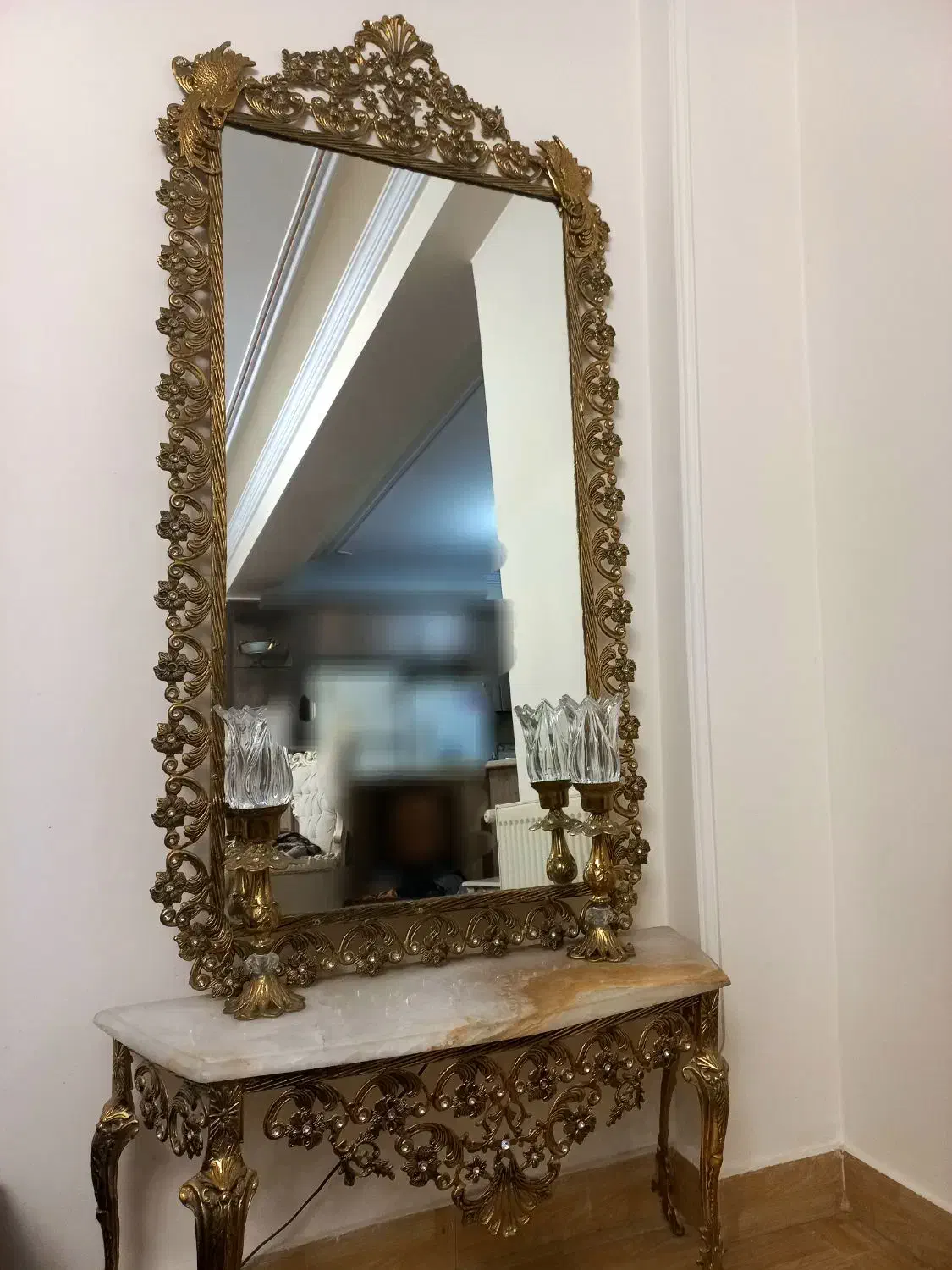 آیینه شمعدان برنجی|مبلمان خانگی و میز عسلی|سهند, |دیوار