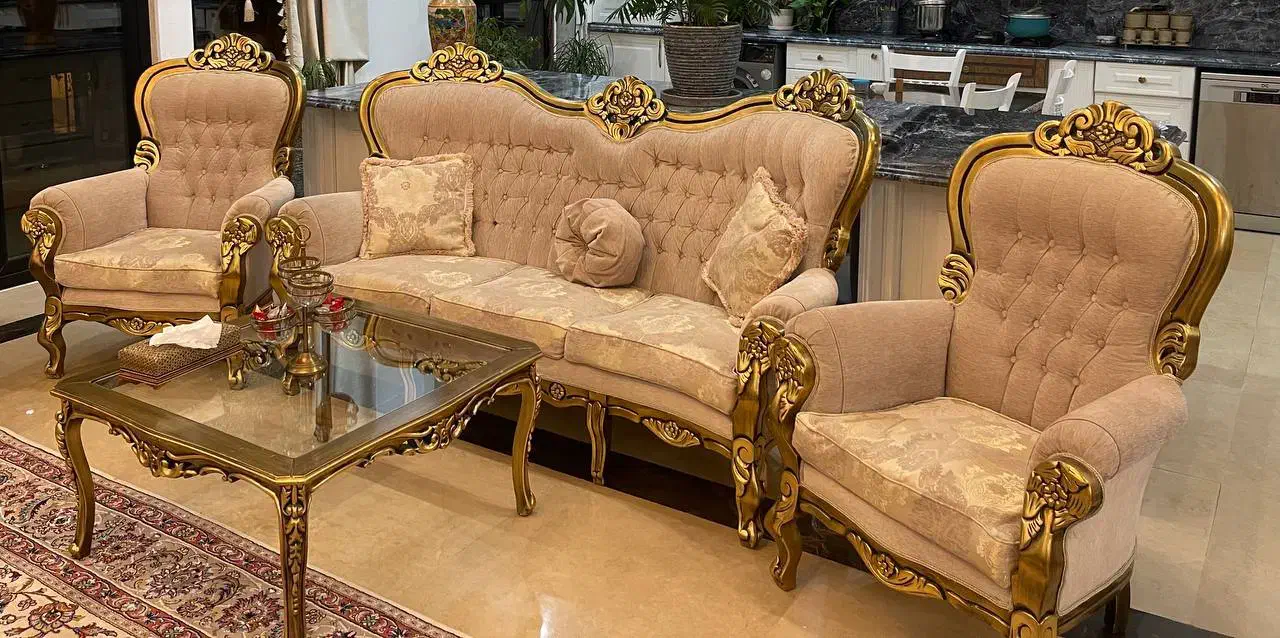 سرویس مبلمان ۹ نفره ورق طلا|مبلمان خانگی و میز عسلی|مشهد, آزادشهر|دیوار