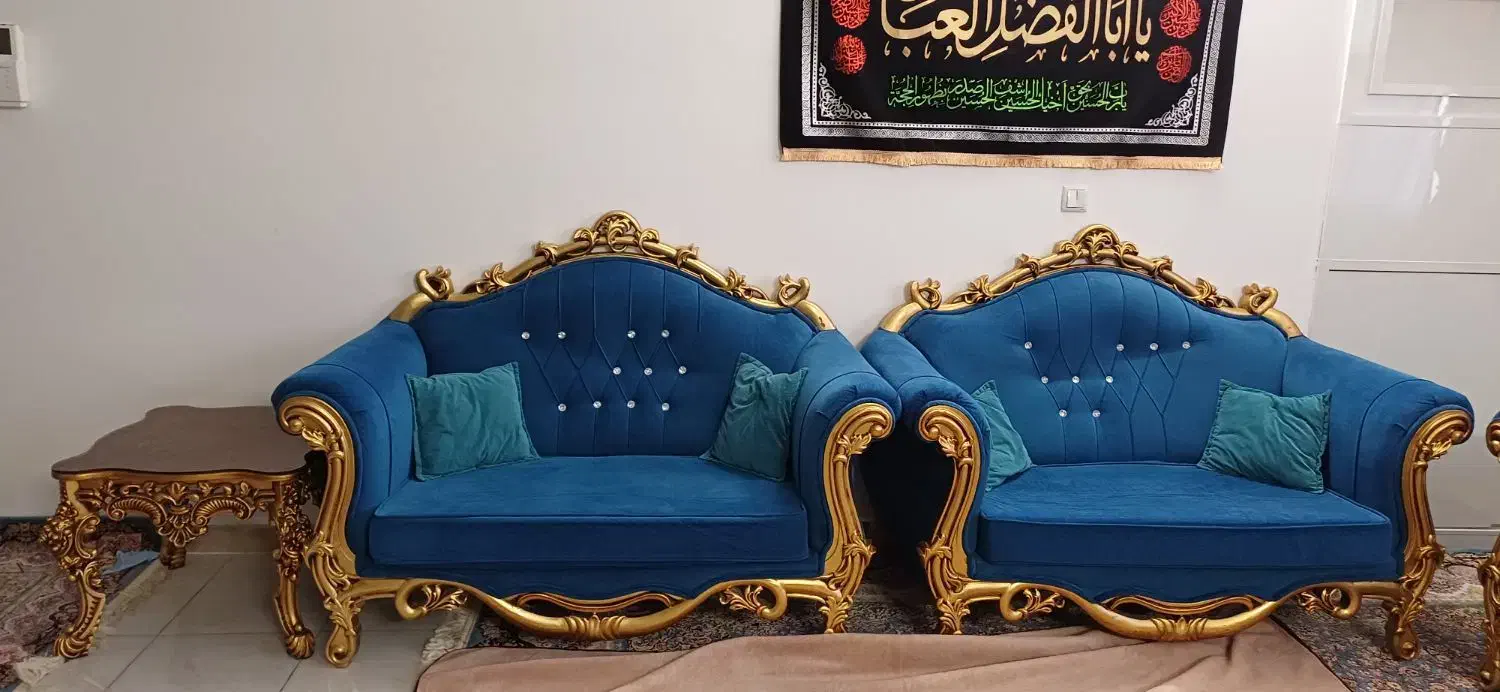 مبل استیل ۹ نفره با چوب راش کاملا سالم و تمیز|مبلمان خانگی و میز عسلی|قم, شاه سید علی|دیوار