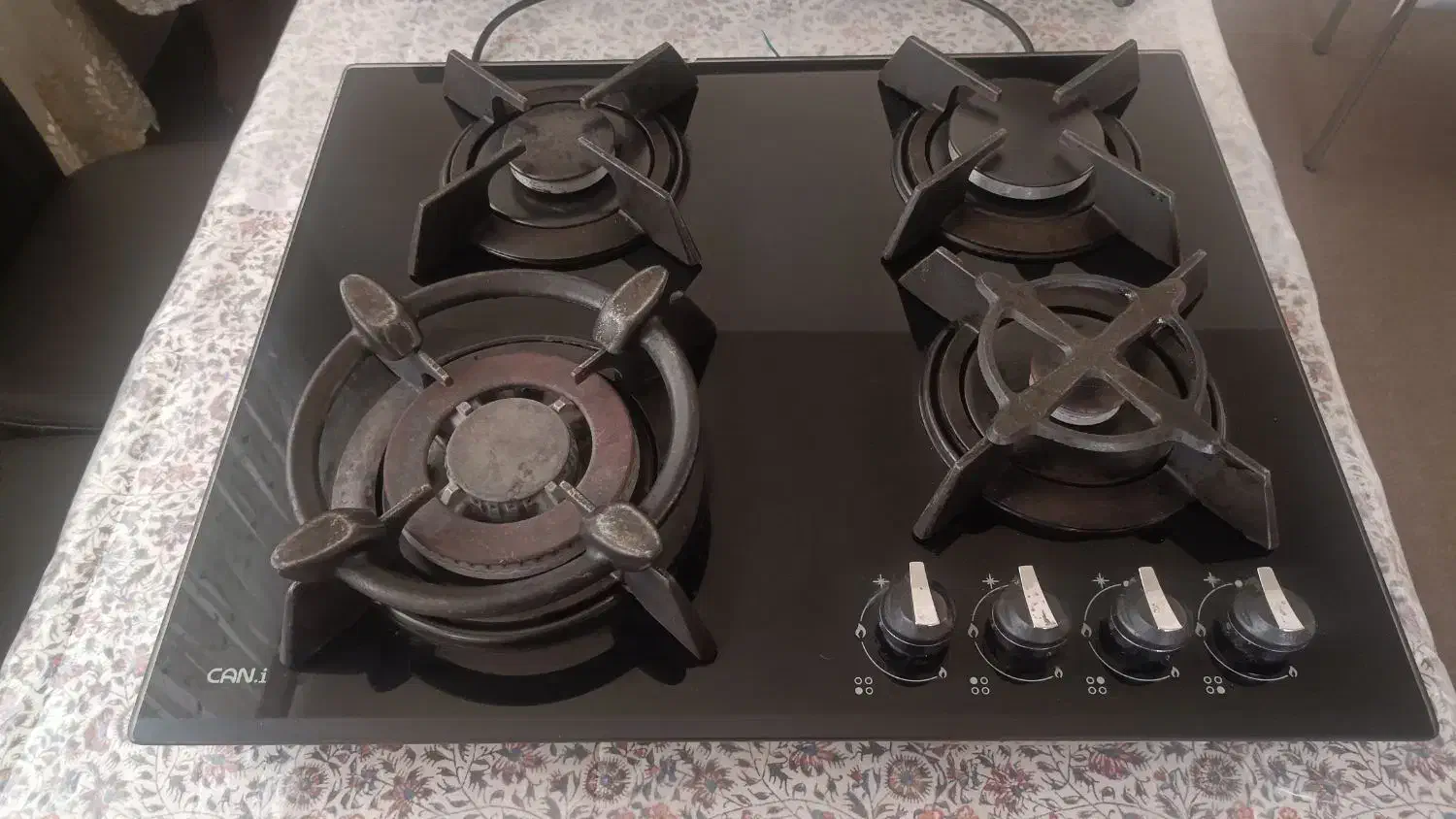 گاز رومیزی شیشهای کن ۴ شعله + هود کن توربو لمسی|اجاق گاز و لوازم برقی پختوپز|رشت, دباغیان|دیوار