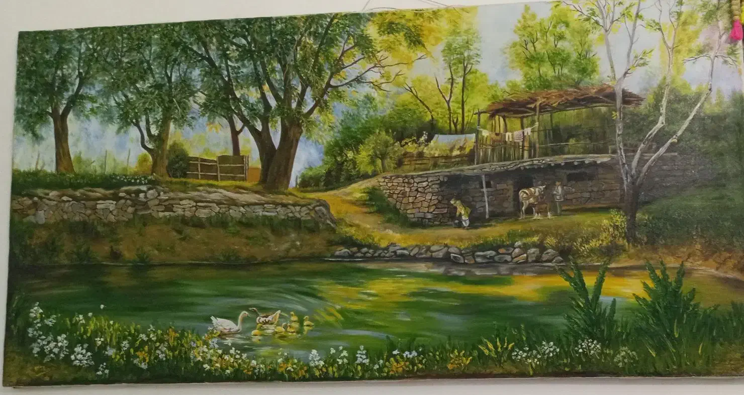 تابلو رنگ روغن (صبح روستا)|تابلو، نقاشی، عکس|بهارستان, |دیوار