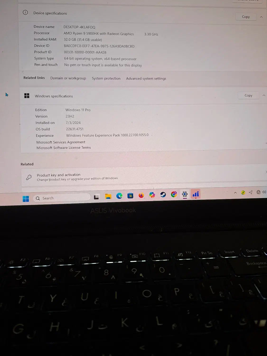 Laptop asus vivobook pro M7600Q|رایانه همراه|تهران, لویزان|دیوار