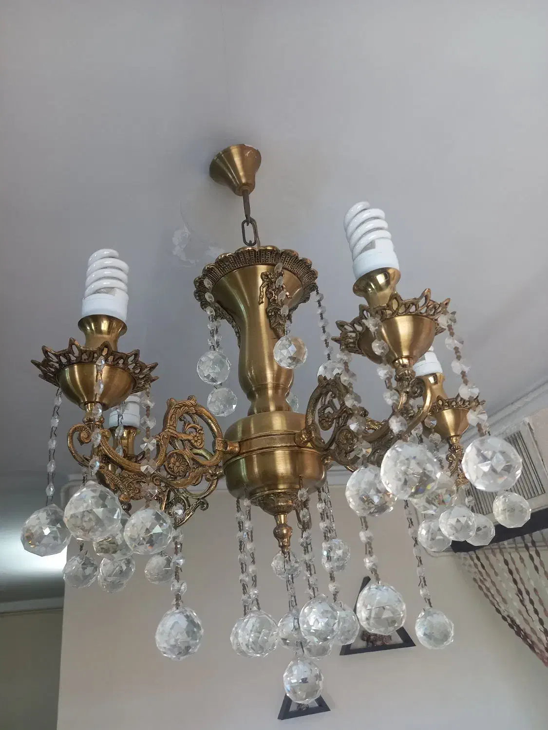 یک جفت لوستر برنز ۵شاخه|لوستر و چراغ آویز|همدان, |دیوار