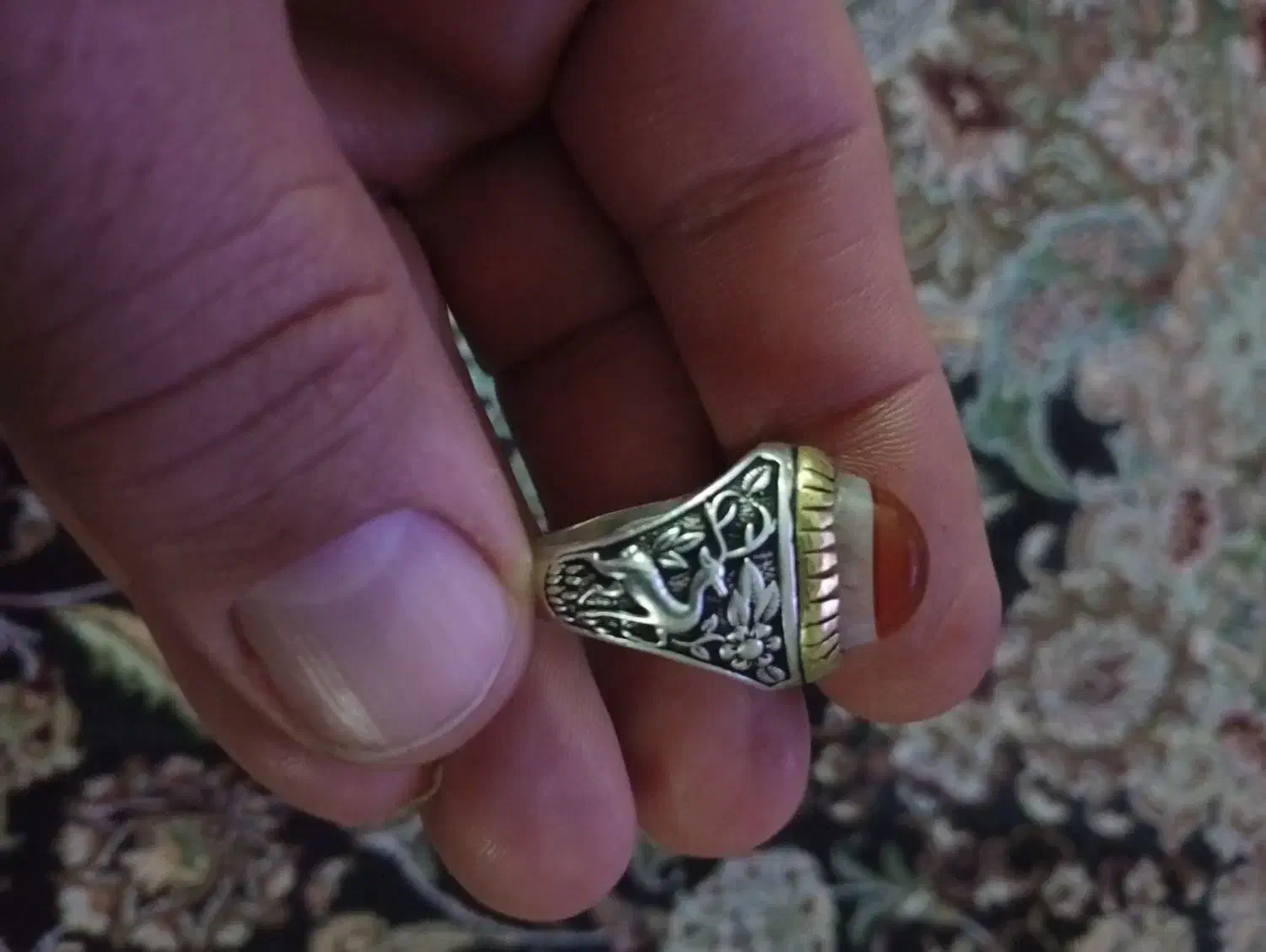 انگشتر نقره باباقوری طرح آهو|کلکسیون اشیاء عتیقه|تهران, نیروی هوایی (پیروزی)|دیوار