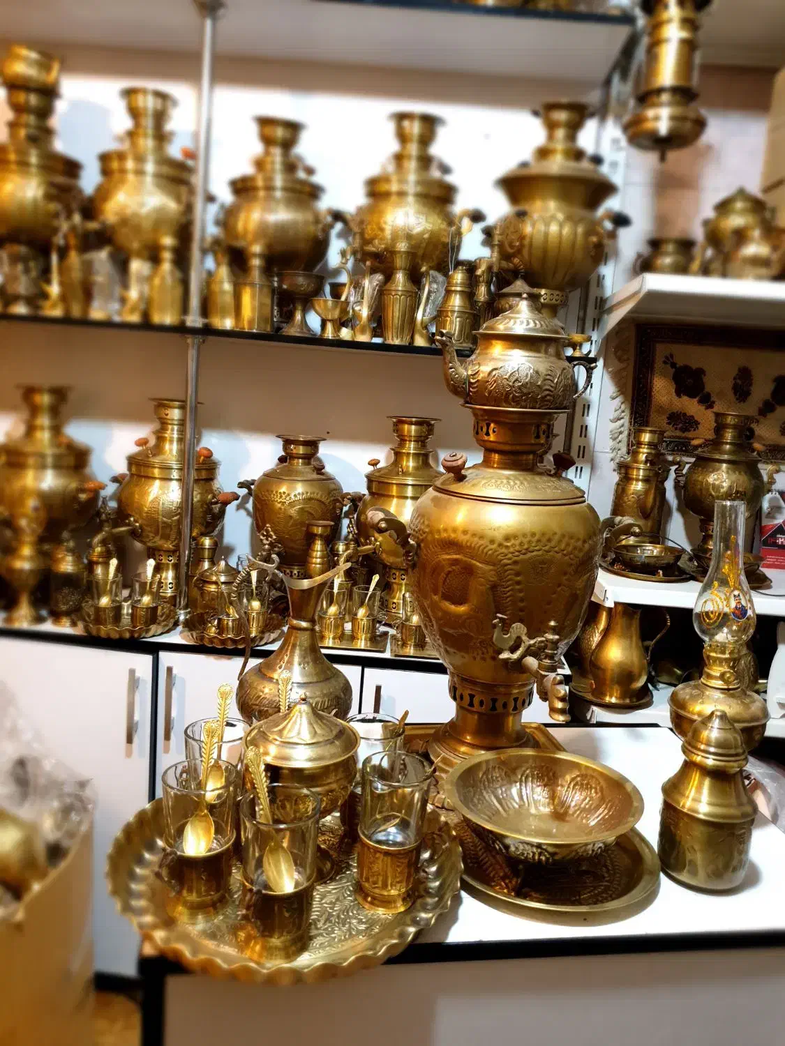 gsarcبرنجی سماور گازی ذغالی مسی زغالی برقیgd|سماور، چای‌ساز، قهوه‌ساز|اصفهان, دستگرده|دیوار