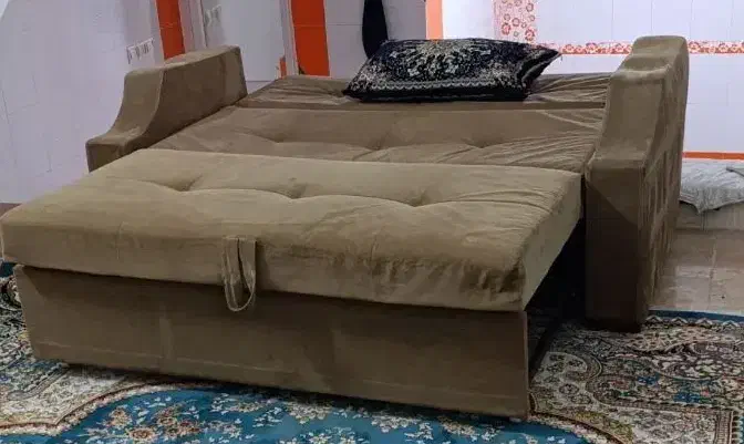 مبل تخت خواب شو 2 نفره قهوه ایی|مبلمان خانگی و میز عسلی|قم, کلهری|دیوار