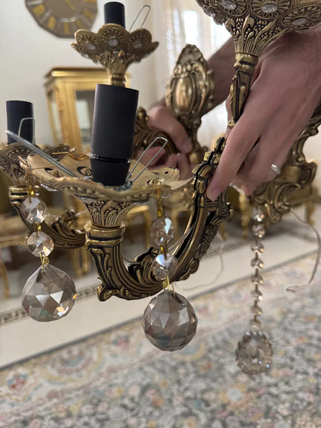 دیوار کوب آبکاری برنز دو شعله|لوستر و چراغ آویز|تهران, آشتیانی|دیوار