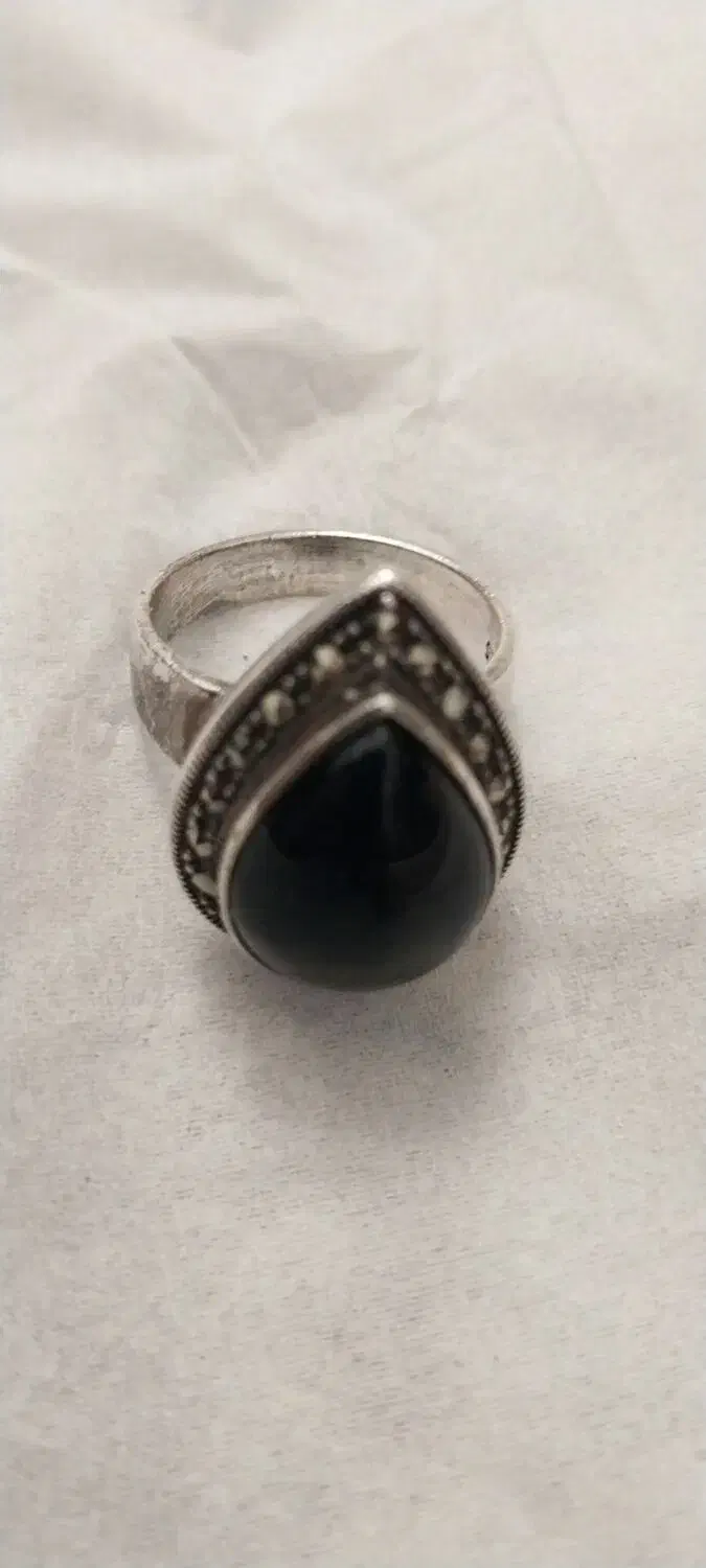 انگشتر نقره زنانه عقیق سیاه قدیمی عیار925|بدلیجات|شیراز, ارم|دیوار
