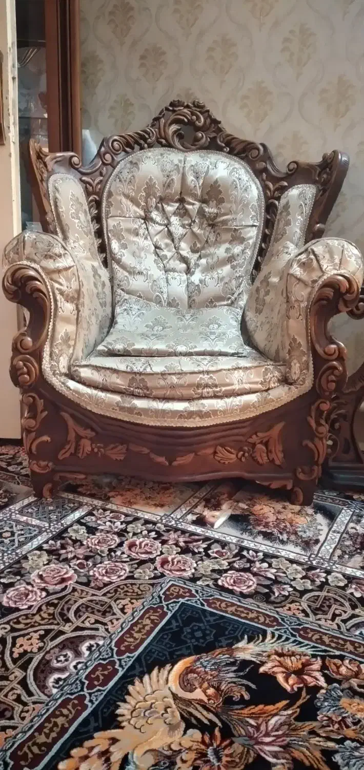 فروش مبل پایه سنگی.منبت شده.چوب راش|مبلمان خانگی و میز عسلی|پاکدشت, پاکدشت (مامازند)|دیوار